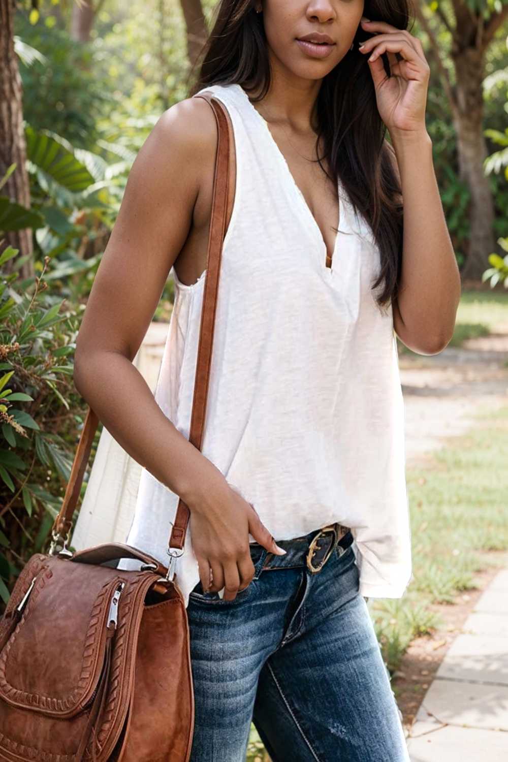 comfort sleeveless v neck tank top in solid colors 106298
