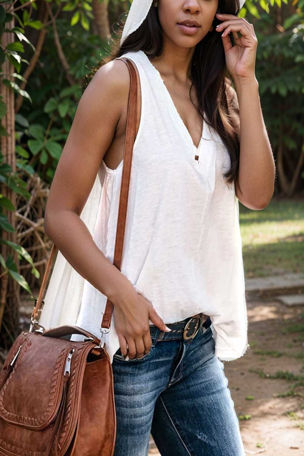 comfort sleeveless v neck tank top in solid colors 106290