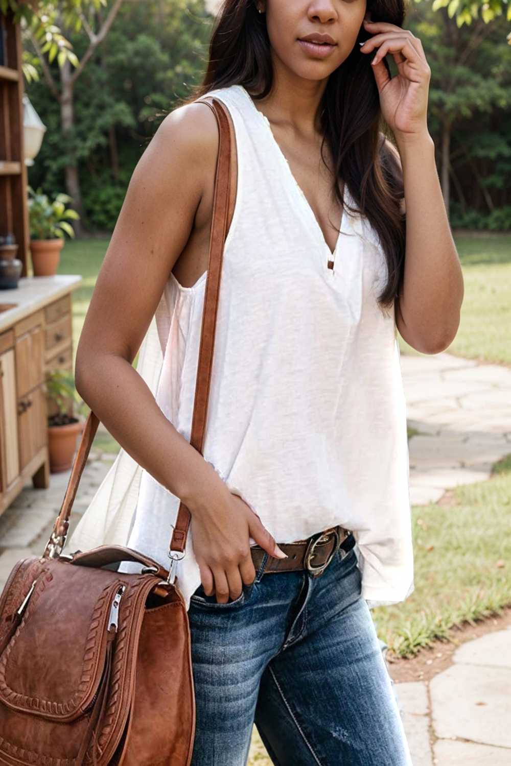 comfort sleeveless v neck tank top in solid colors 106289