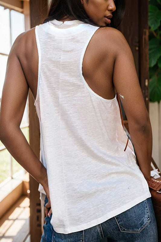 comfort sleeveless v neck tank top in solid colors 105094