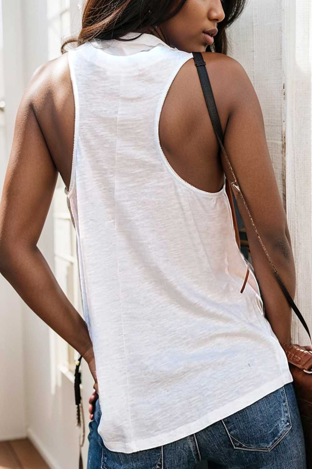 comfort sleeveless v neck tank top in solid colors 109058