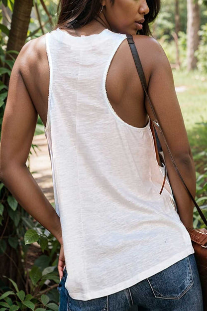 comfort sleeveless v neck tank top in solid colors 106285