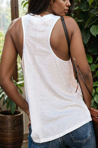comfort sleeveless v neck tank top in solid colors 108247