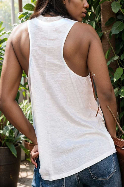 comfort sleeveless v neck tank top in solid colors 106280