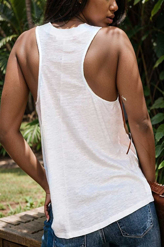 comfort sleeveless v neck tank top in solid colors 106274