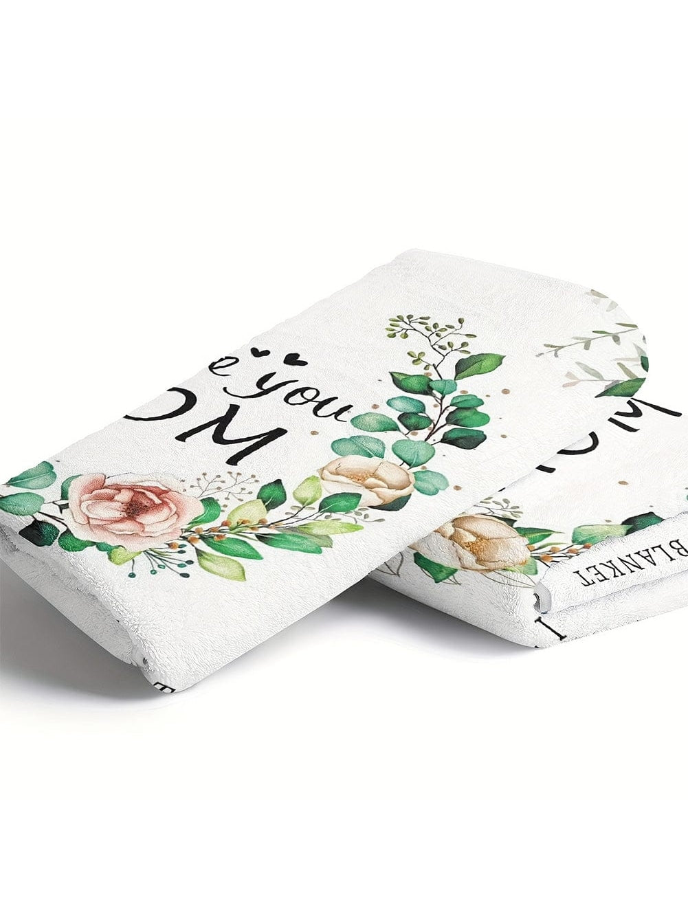 Cozy Floral Love MOM Blanket - 130*150cm White