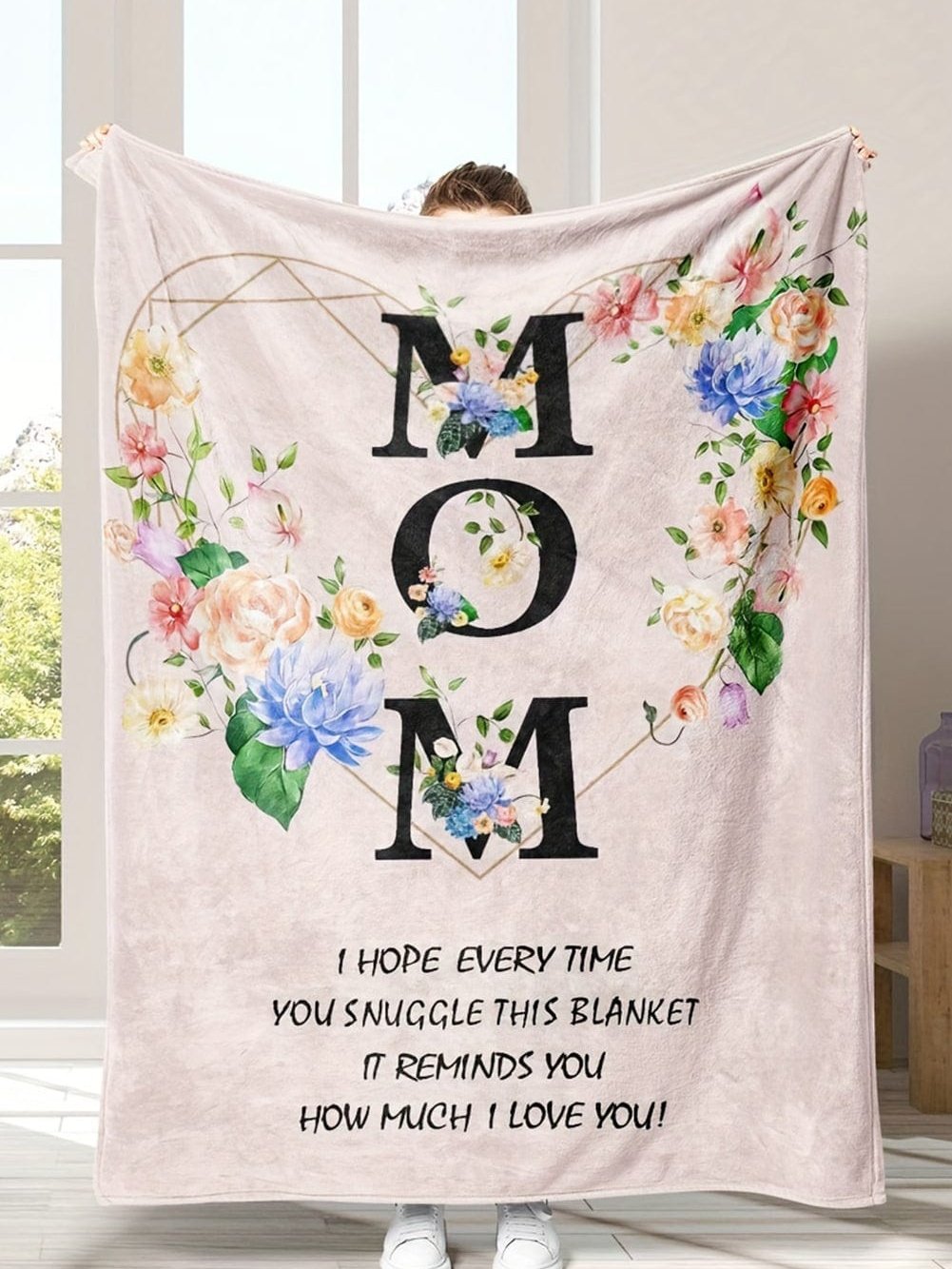 Cozy Floral Print Cotton Blanket for Stylish Moms