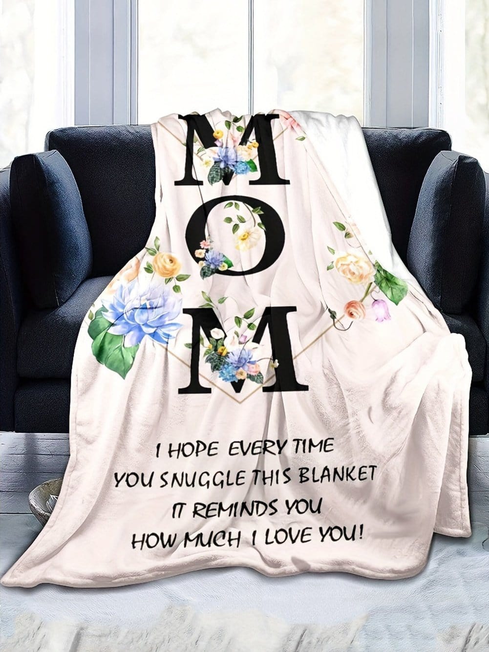 Cozy Floral Print Cotton Blanket for Stylish Moms