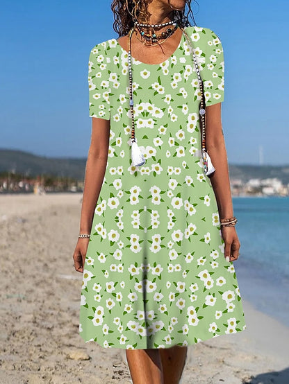 Women's Casual Dress Summer Dress Print Dress Graphic Polka Dot Print Crew Neck Midi Dress Fashion Modern Daily Holiday Short Sleeve Regular Fit Black Yellow Cream Summer Spring S M L XL XXL - LuckyFash™