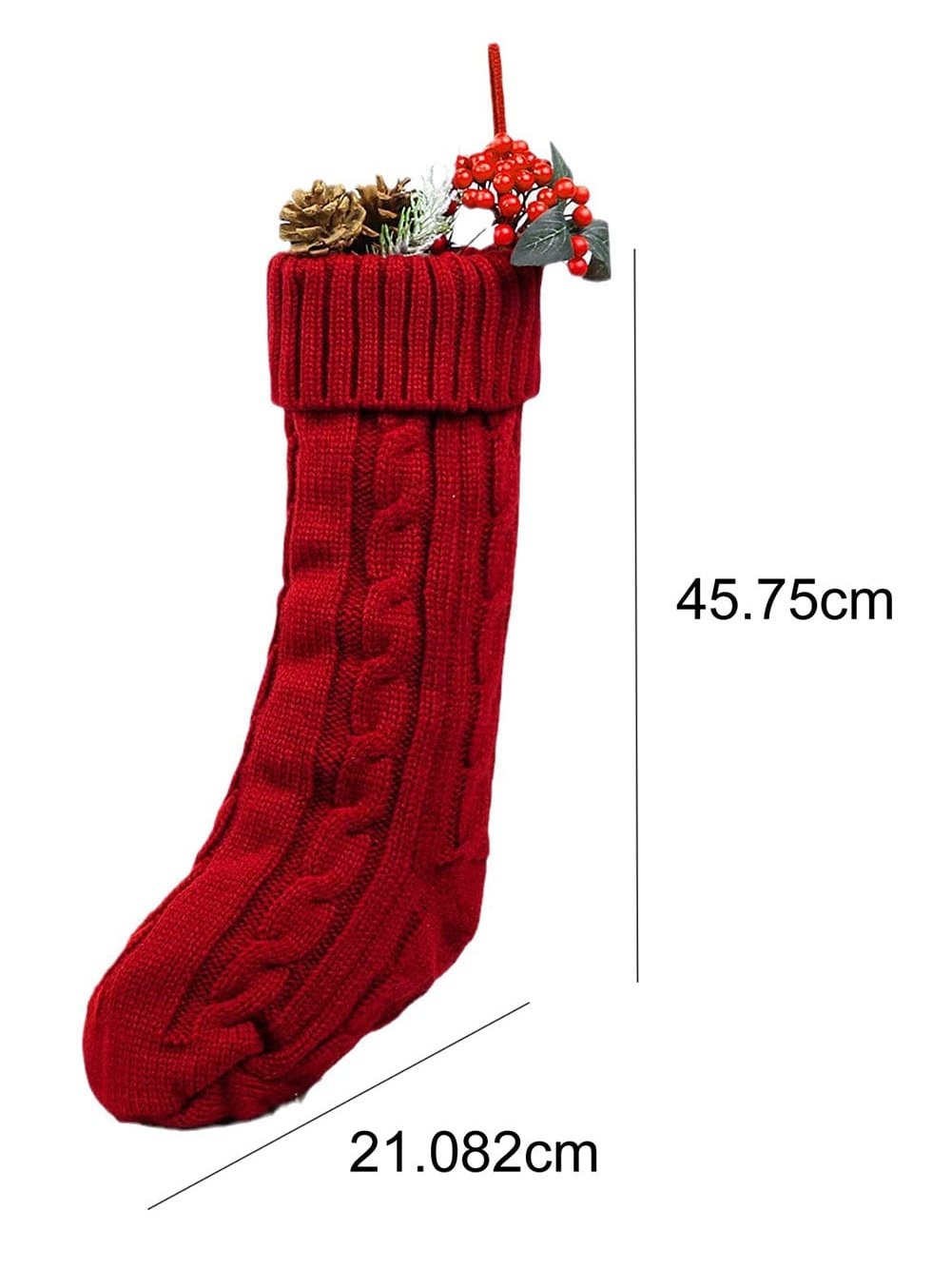 Crimson Dahlia Cable Knit Christmas Stocking Decoration