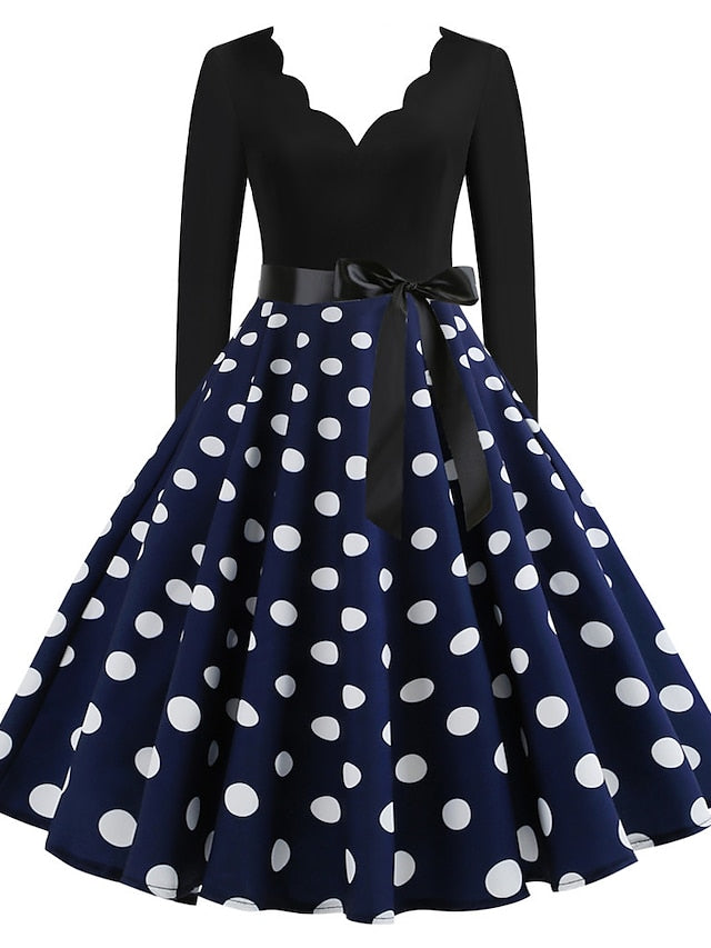 Audrey Hepburn Dresses 1950s Vintage Inspired Prom Dress Cocktail Dress Vintage Dress Fall & Winter Dress A-Line Dress Tea Dress Rockabilly Flare Dress Women's Teen Costume Vintage Cosplay Homecoming - LuckyFash™