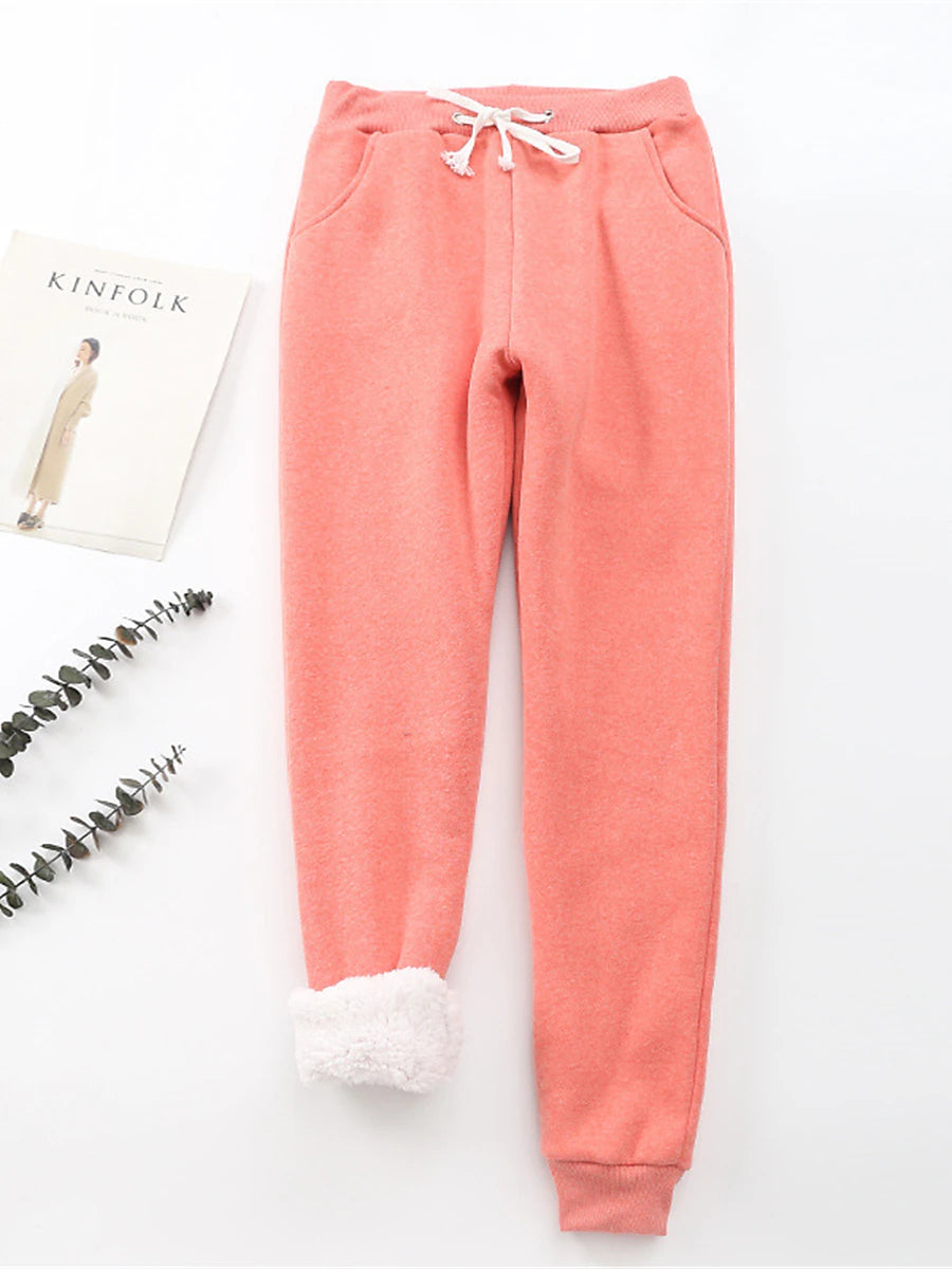 Women's Sweatpants Cotton Plain Light Pink Deep Green Active High Waist Full Length Outdoor Home Fall Winter