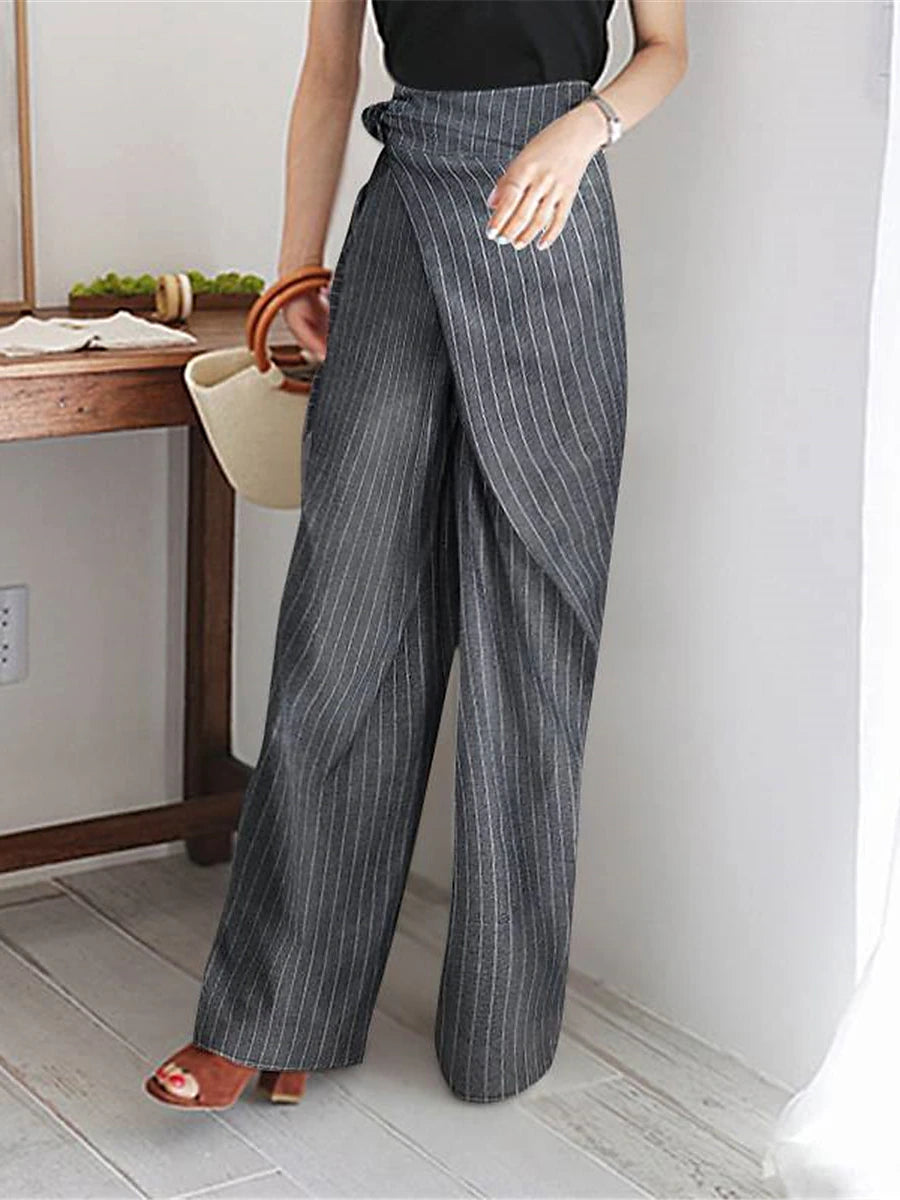 Women‘s Wide Leg Dress Pants Trousers Full Length Fashion Streetwear Street Daily White Blue S M Fall Winter