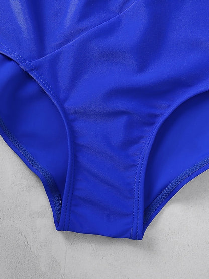 Women's Swimwear One Piece Monokini Bathing Suits Plus Size Swimsuit Tummy Control for Big Busts Solid Color Round Dots Lake blue Sapphire Lake Green Black Red Bathing Suits Sports Fashion Beach Wear - LuckyFash™