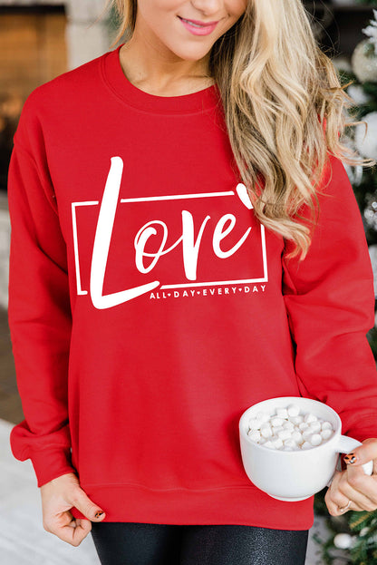 Fiery Red Valentine's Day Love Graphic Sweatshirt