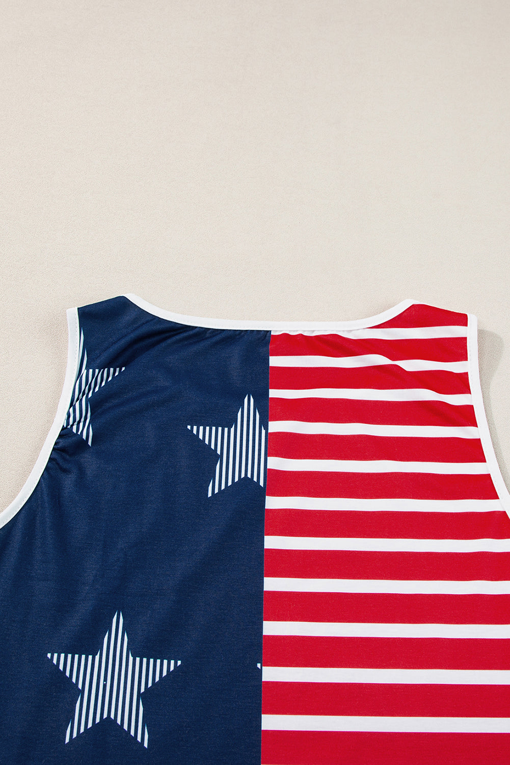 Red USA Flag Printed Round Neck Tank Top