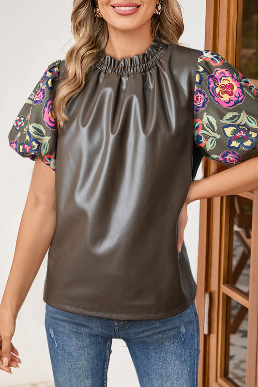 floral puff sleeve top