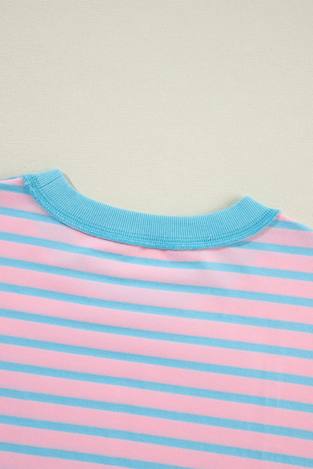 Pink Stripe Contrast Trim High Low Pullover Tunic Sweatshirt