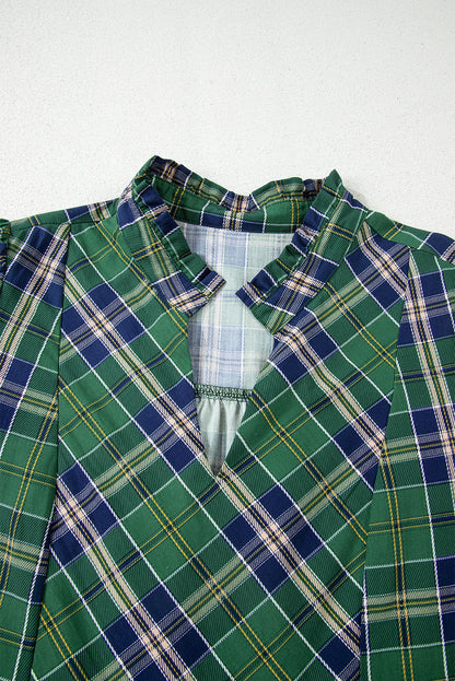 green plaid mini dress