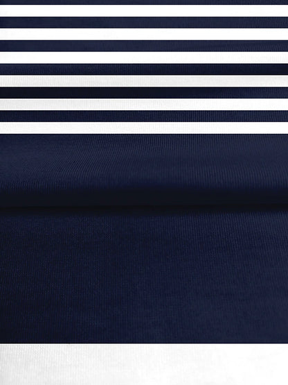 Women's T shirt Tee Color Block Striped Daily Weekend Print Navy Blue Long Sleeve Daily Basic Shirt Collar Fall & Winter