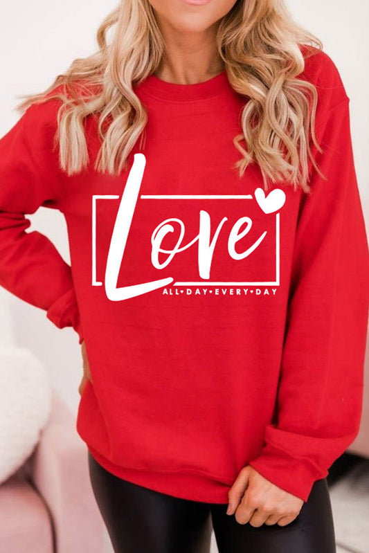 Fiery Red Valentine's Day Love Graphic Sweatshirt