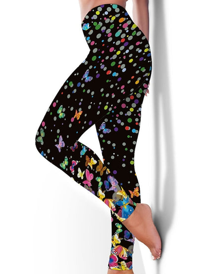 Women's Yoga Pants Tummy Control Butt Lift High Waist Yoga Fitness Gym Workout Tights Leggings Bottoms Floral Black / Red White+Yellow White Spandex Winter Sports Activewear Stretchy / Athletic - LuckyFash™