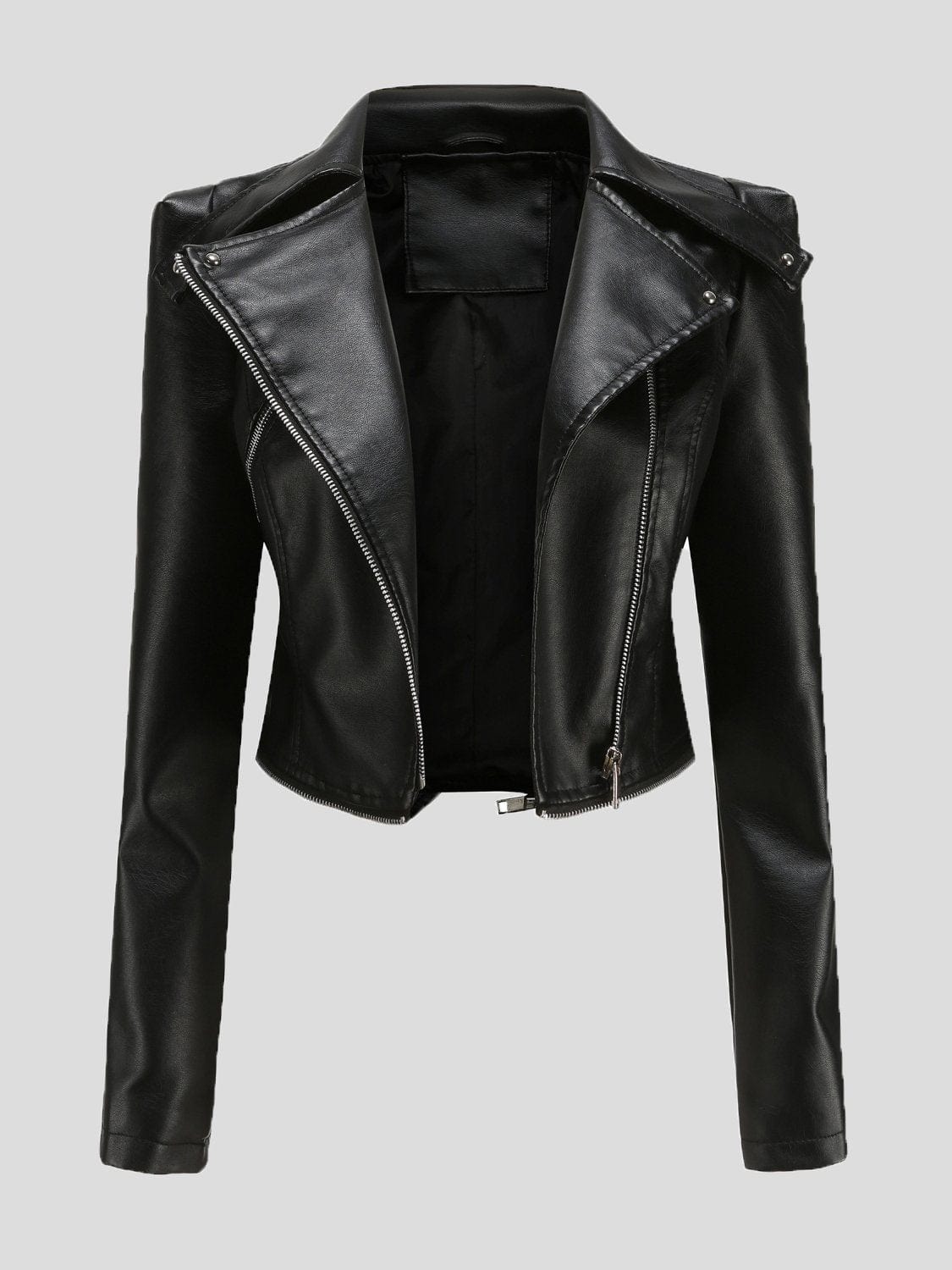 Detachable Hem Long Sleeve Fashion Leather Jacket