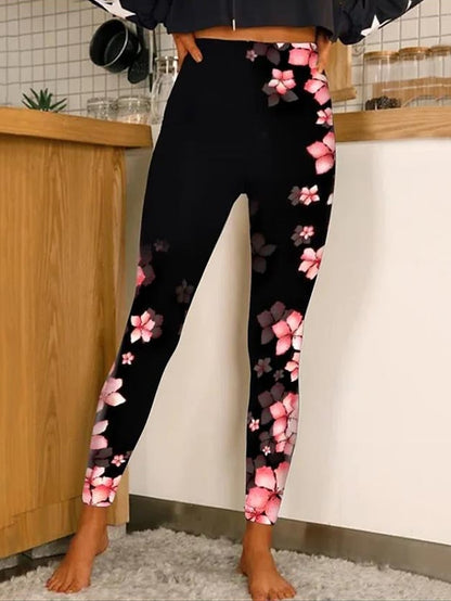 Women's Yoga Leggings Tummy Control Butt Lift Quick Dry High Waist Yoga Fitness Gym Workout Tights Leggings Floral 1# 2# 3# Spandex Sports Activewear Stretchy Skinny / Athletic / Athleisure - LuckyFash™