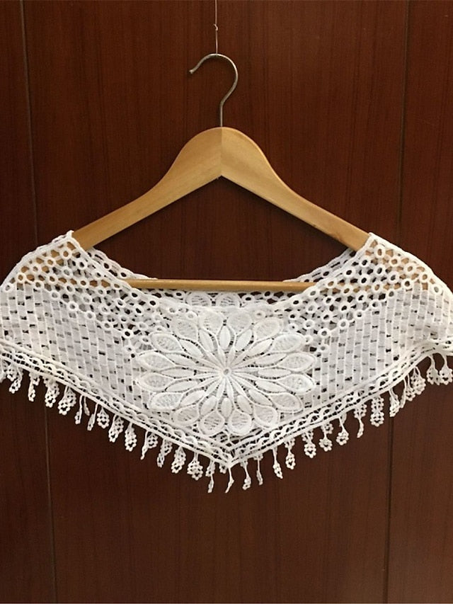 Women's Shrug Jumper Crochet Knit Cropped Lace Trims Hole Solid Color Crew Neck Stylish Elegant Outdoor Date Summer Spring Splash #shawl 980 Big leaf #shawl 988 21*9.5*10.5 - LuckyFash™