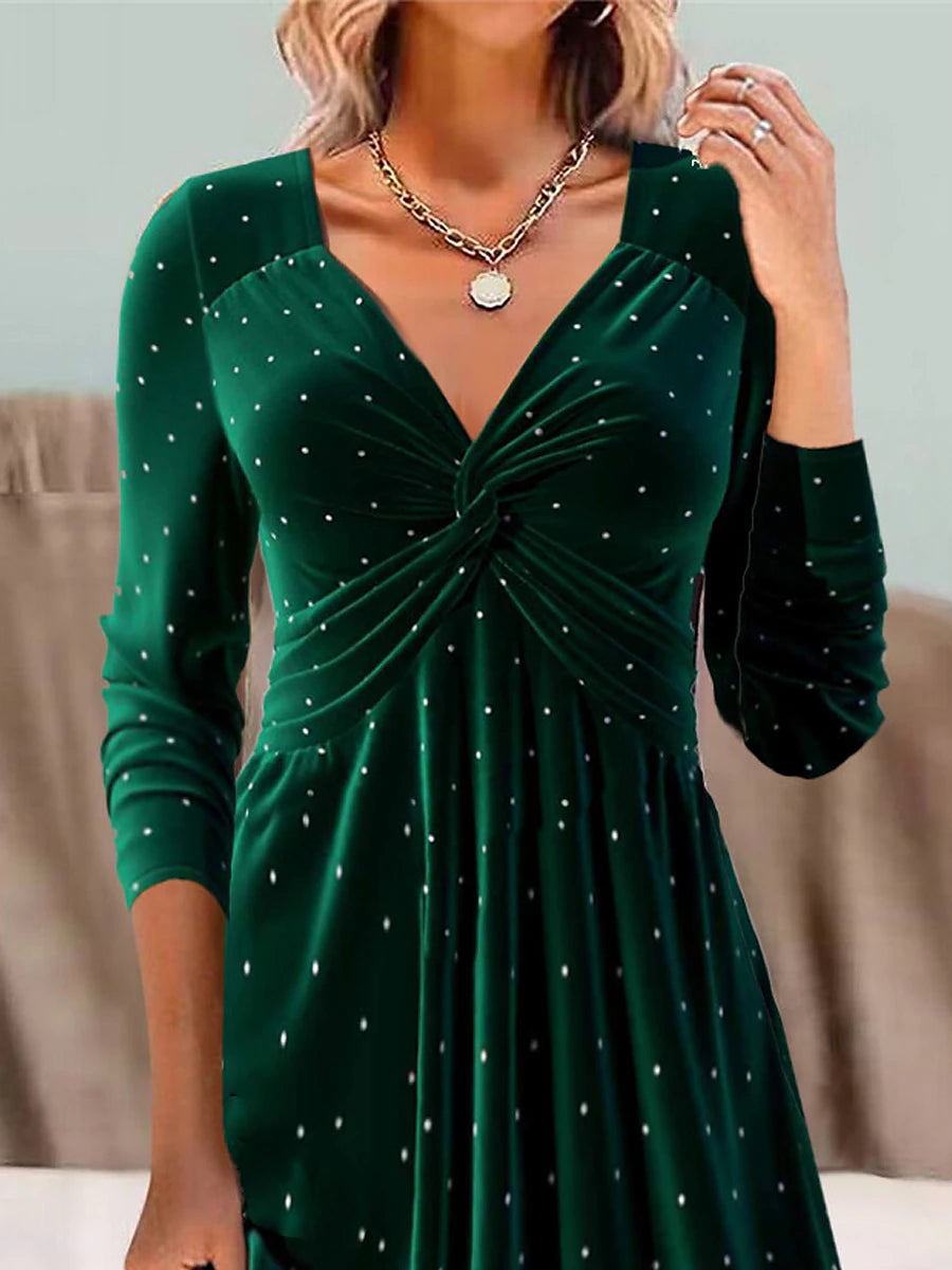 Women's Velvet Dress Party Dress Cocktail Dress Velvet V Neck Long Sleeve Mini Dress Christmas Vacation Green Spring Winter