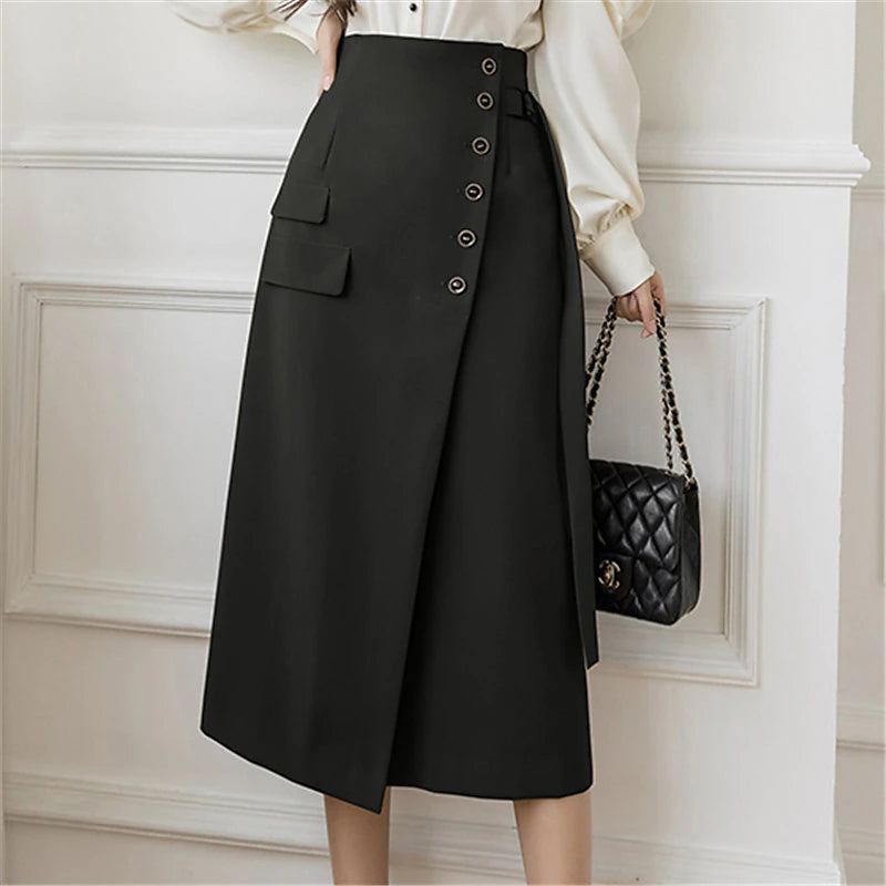 Women's Skirt Pencil Work Skirts Long Skirt Midi Skirts Patchwork Solid Colored Office / Career Daily Spring &  Fall Polyester Elegant Summer Black Brown