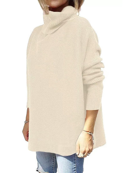 Women's Pullover Sweater Jumper Turtleneck Ribbed Knit Acrylic Patchwork Fall Winter Regular Daily Going out Weekend Stylish Casual Soft Long Sleeve Solid Color claret Olive Green Black S M L