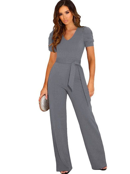 Dressy Jumpsuits for Women - Loose, Casual, Off-Shoulder, Wide Leg, Elastic Waist, Stretchy, 3/4 Sleeve