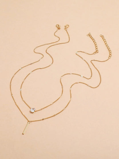 Necklace Chrome Imitation Diamond Women's Artistic Simple Romantic Geometrical Precious Cute Lovely Round Geometric Necklace For Gift Daily Carnival / 2pcs - LuckyFash™