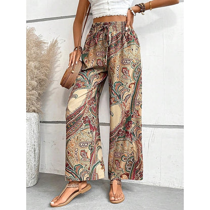 Women's Wide Leg Polyester Floral Blue Red & White Casual Daily Long Weekend Spring & Summer