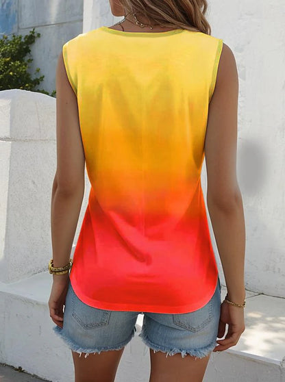 Women's Tank Top Vest Ombre Color Gradient Vacation Print Pink Sleeveless Stylish Crew Neck Summer