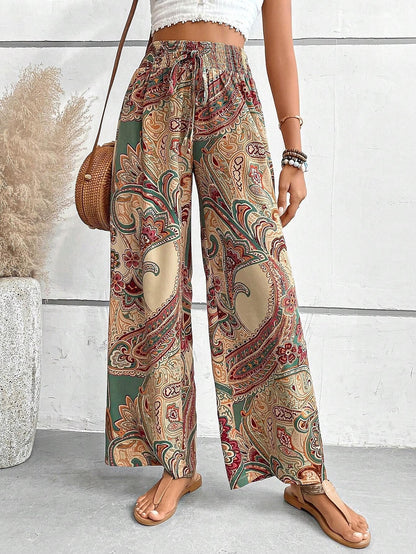 Women's Wide Leg Polyester Floral Blue Red & White Casual Daily Long Weekend Spring & Summer