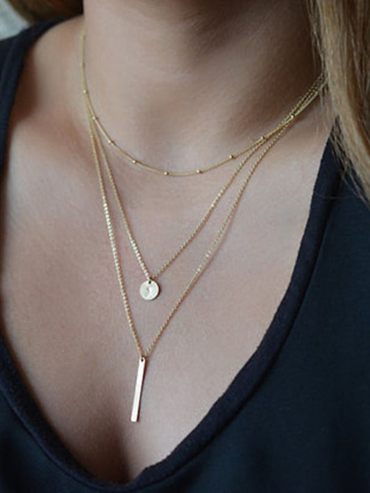 Women's necklace Chic & Modern Street Geometry Necklaces / 3 Layered Necklace / Dailywear / Spring / Summer / Fall / Winter - LuckyFash™
