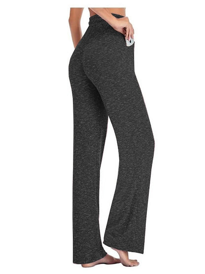 Women's Yoga Pants Drawstring Side Pockets High Waist Yoga Fitness Gym Workout Bottoms Dark Grey Watermelon Red Black Sports Activewear High Elasticity - LuckyFash™