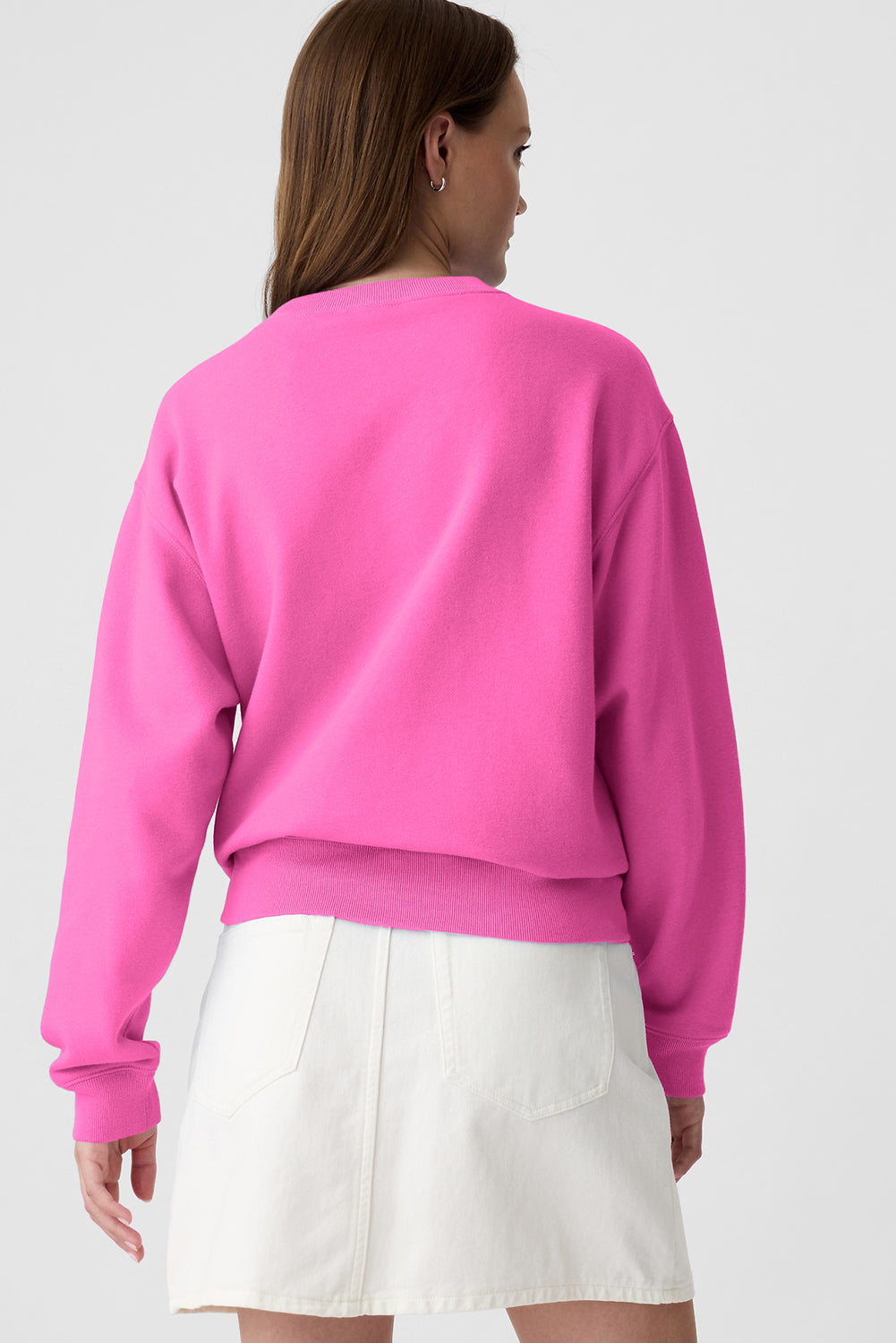 Bonbon Solid Fleece Lined Drop Shoulder Terry Sweatshirt