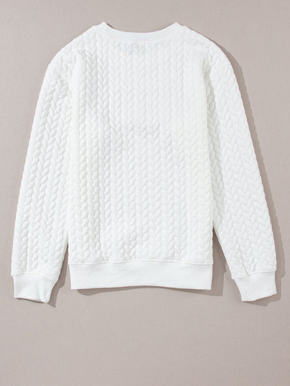 XOXO White Glitter Cable Knit Pullover Sweater