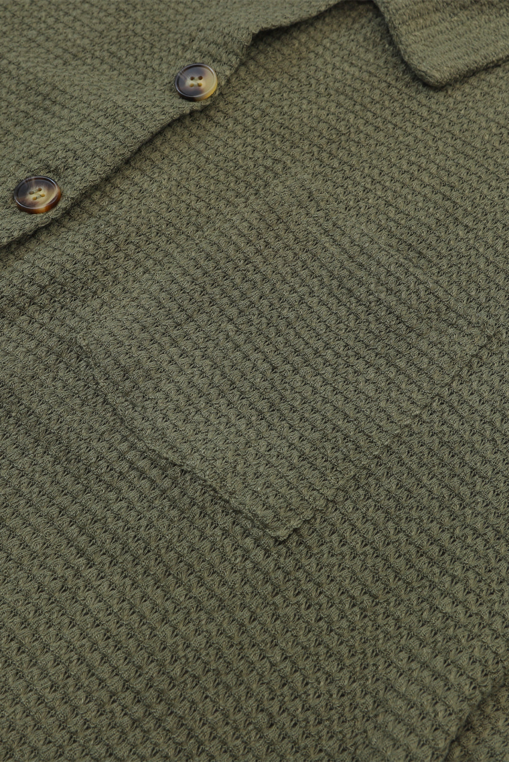 Solid Button Pocket Waffle Jacket