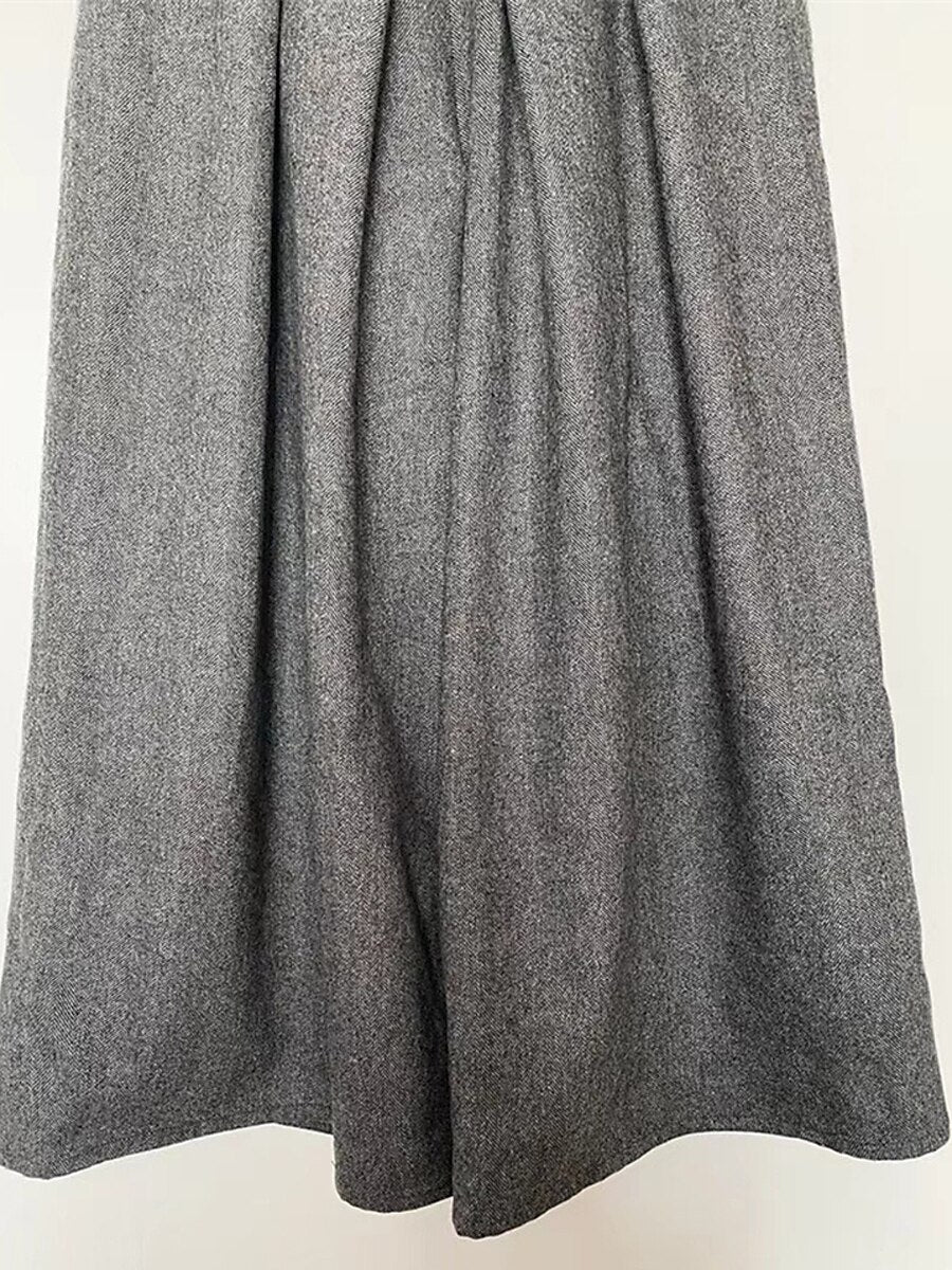 Women's Wide Leg Polyester Plain Dark-Gray Black Fashion High Waist Ankle-Length Street Daily Fall Winter