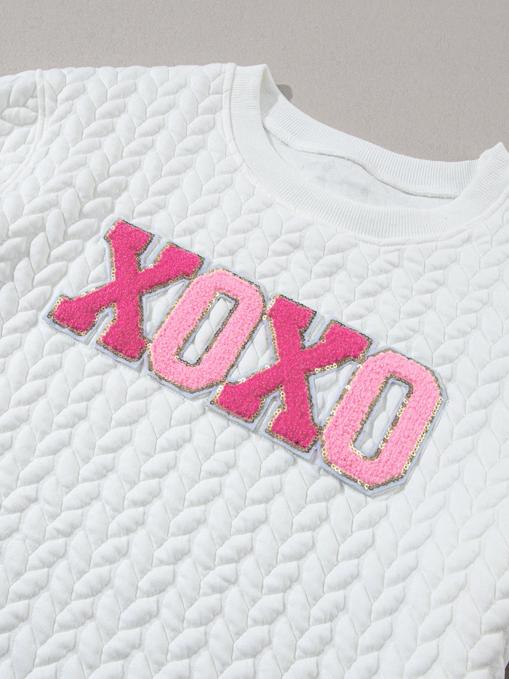 XOXO White Glitter Cable Knit Pullover Sweater