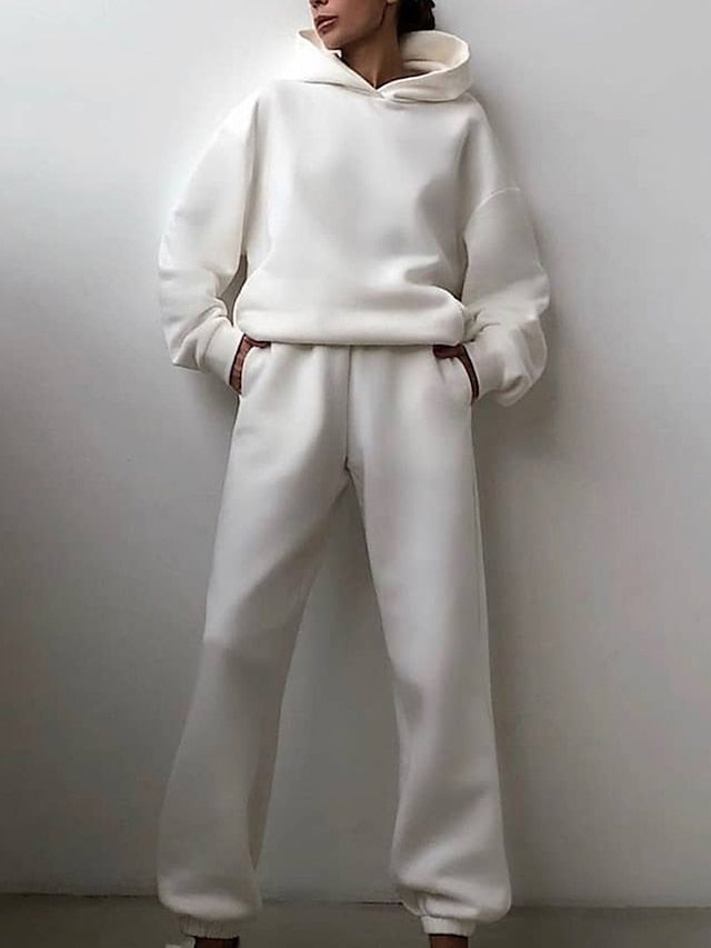 Women's Tracksuit Sweatsuit 2 Piece Street Winter Long Sleeve Fleece Thermal Warm Breathable Soft Fitness Running Jogging Sportswear Activewear Camel Almond Light Brown - LuckyFash™