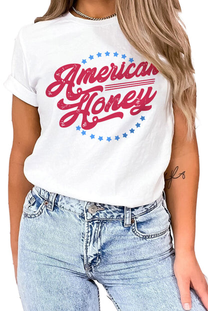 American Honey Flag Print Graphic Tee - White