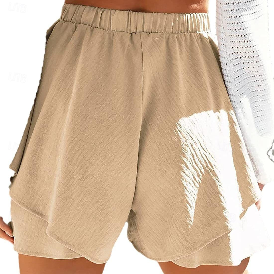 Women's Shorts Polyester Plain Black Light Green Casual Daily Short Going out Weekend Summer