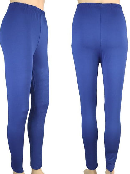 Women's Tights Normal Polyester Plain Lake blue Sapphire Fashion Mid Waist Full Length Casual Weekend