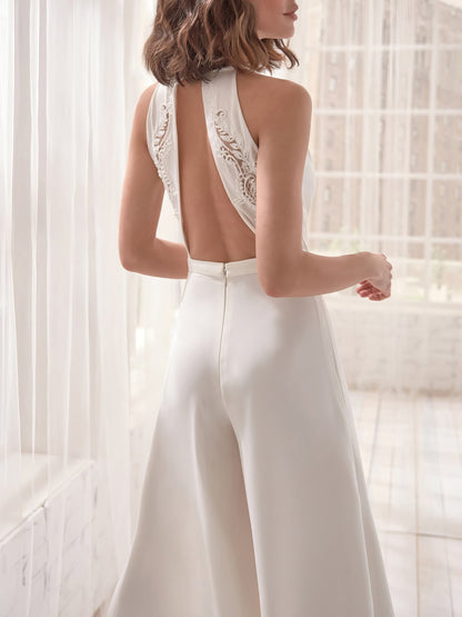 Elegant Deep V Neck Halterneck Jumpsuit