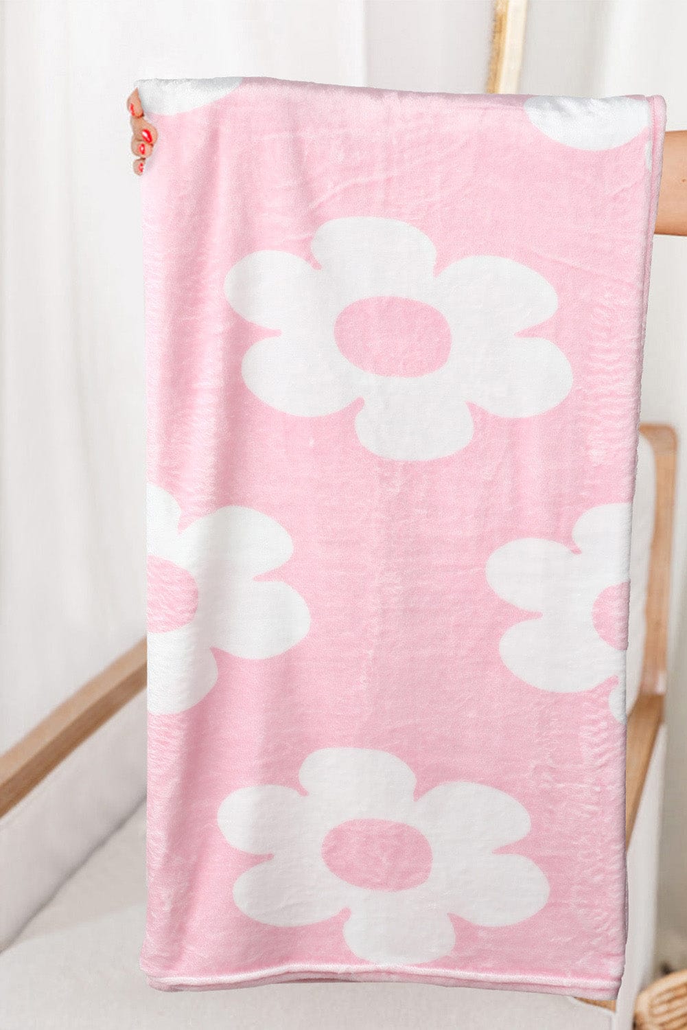 Elegant Pink Vintage Floral Throw Blanket